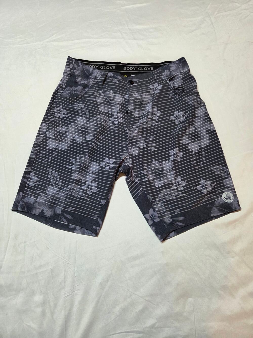 Body Glove Black and White Board Shorts with Logo Waistband